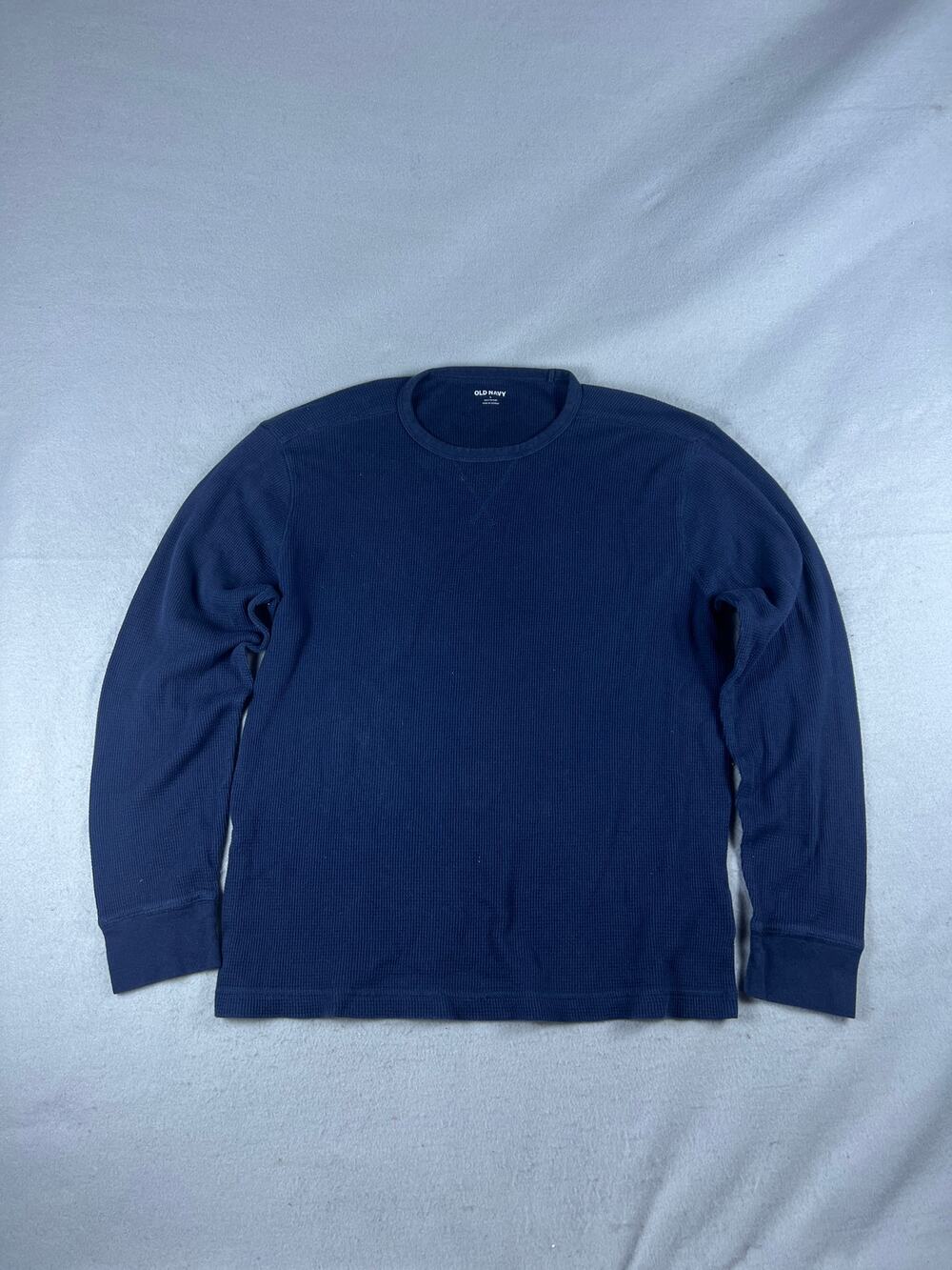 Old Navy Thermal Shirt Mens L Navy Blue Long Sleeve Crewneck Waffle Knit Stretch